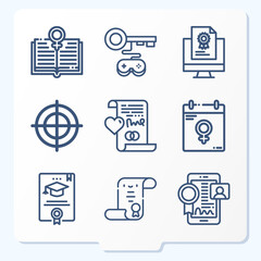 Simple set of 9 icons related to license