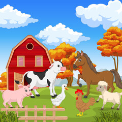 Obraz na płótnie Canvas Farm animals in the farming background