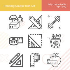 Simple set of weights related lineal icons.