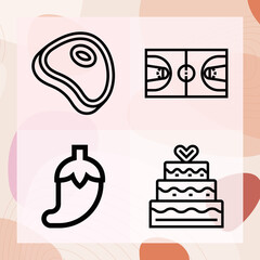 Simple set of food grain related lineal icons