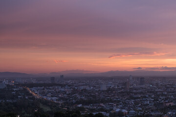 Beautiful pastel sky over the city.