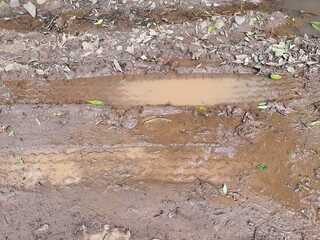 marcas de pneus no barro