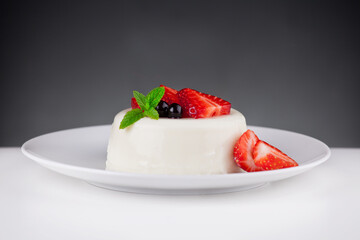 Panna Cotta Dessert With Strawberries