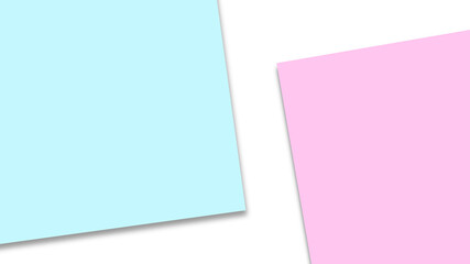 Two sheets of trend colors blue and pink lie on a white table. horizontal background, top view, sheets with shadows.
blue and pink