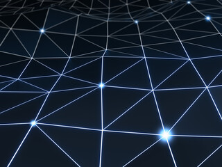 Abstract glowing low polygon tech environment