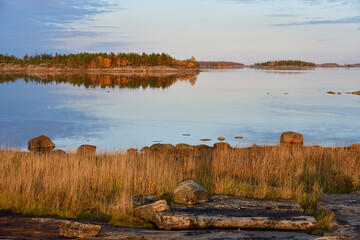 Sunset on the White Sea in Karelia, Russia