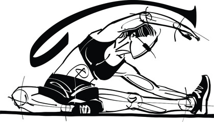 the vector illustration the fit woman doing stretching exercise