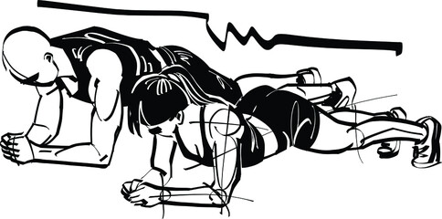 the vector illustration of the fit athlete doing plank exercise