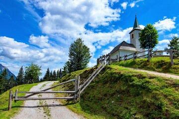 Cerkev sv. Duh church in the hills above Logarska dolina valley in Slovenia © Miroslav