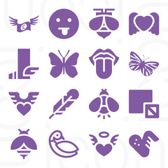 16 pack of flap  filled web icons set
