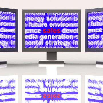 Sales Monitors Shows Marketing Selling Products To Consumers