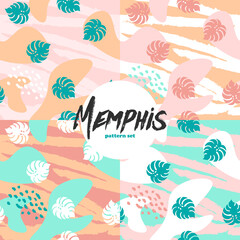 Floral seamless vector design pattern tropical memphis style