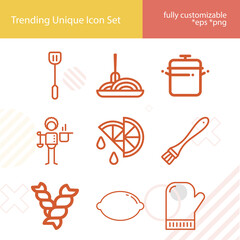 Simple set of maize related lineal icons.