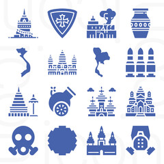 16 pack of vietnam  filled web icons set