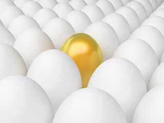 Golden Egg Indicates Odd One Out And Alone