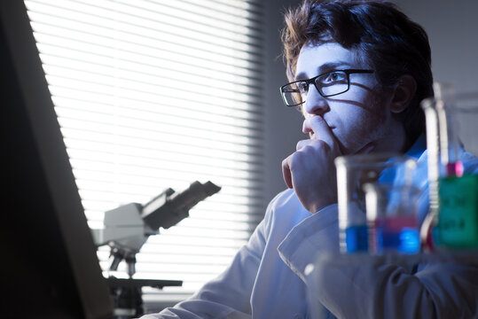 Researcher Working At Computer