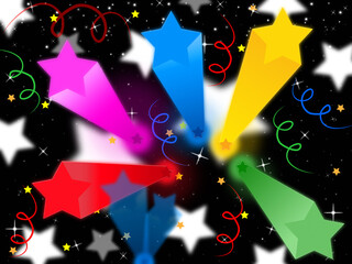 Stars Streamers Background Means Celestial Colors And Party, 