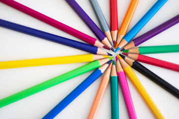 Fototapeta premium Colorful pencils on white background.