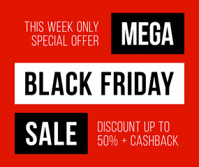 Sale poster black friday sale. Black Friday Sale with discount 50 percent off. Commercial discount event banner.