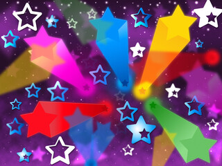 Colorful Stars Background Means Heavens Rays And Shining, 