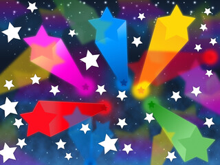Colorful Stars Background Shows Shooting Space And Colors, 
