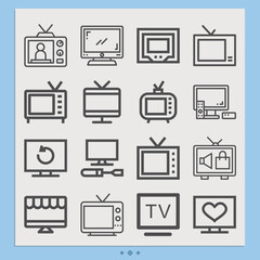 Simple set of tv set related lineal icons.