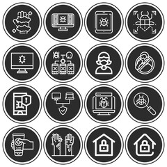 16 pack of outbreak  lineal web icons set