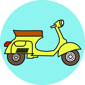 yellow scooter motorcycle with brown tires