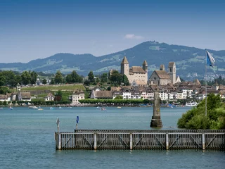 Peel and stick wall murals City on the water City of Rapperswil in Switzerland
