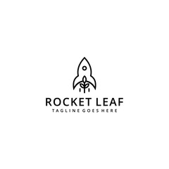 Creative modern illustration rocket space with leaf or plant logo icon vector template