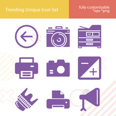 Simple set of photographic related filled icons.