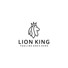 Creative illustration lion king animal silhouette logo design vector emblem template