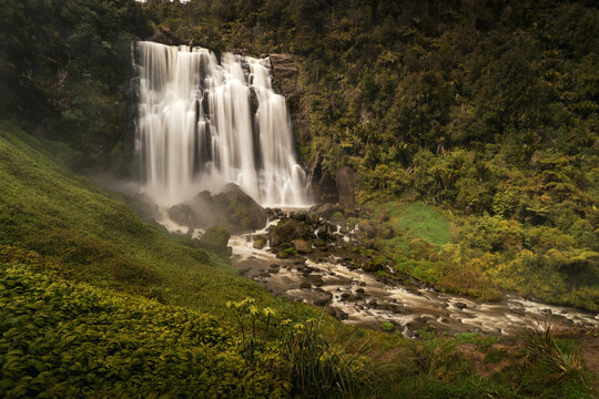 Scenic view of Marokopa falls located in Waikato Region, New Zealand