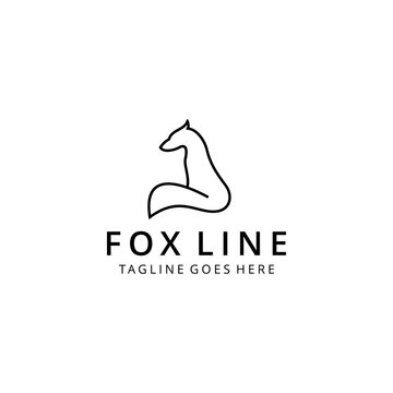 Illustration modern line art fox or wolf animal silhouette design logo template