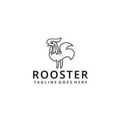 Illustration rooster or male chicken morning silhouette sign logo vector template