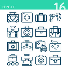 Simple set of 16 icons related to basic