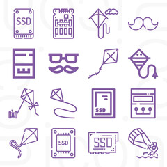 16 pack of declared  lineal web icons set