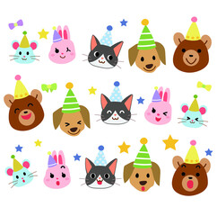 パーティーを楽しむ動物たちの表情詰め合わせ