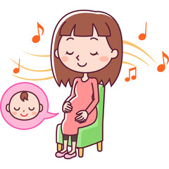 音楽を聴く妊婦と赤ちゃん