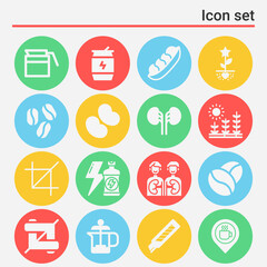 16 pack of bean  filled web icons set