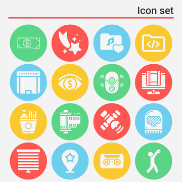 16 pack of movie  filled web icons set