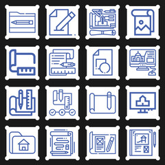 16 pack of selective service  lineal web icons set