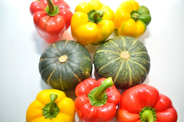 vegetables on a white background