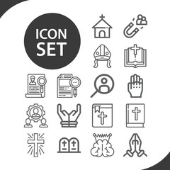 Simple set of beliefs related lineal icons.