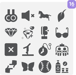 Simple set of beauty related filled icons.