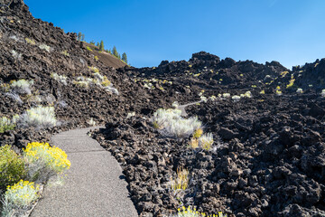 Hiking trail - trail of the Molton Lands, in Lava Lands and Newberry Volcano National Monument goes...