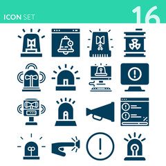 Simple set of 16 icons related to aware