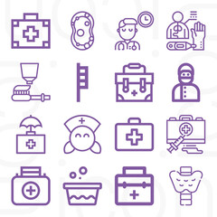 16 pack of physician  lineal web icons set