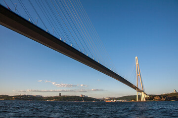 Vladivostok, Primorsky Krai/ Russia-September 4th, 2015: Vladivostok bridge to the Russian island