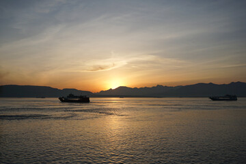 Fototapeta na wymiar View from Ketapang Harbour Banyuwangi East Java Indonesia.